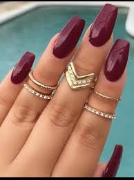 The shade looks quite elegant and can suit almost all types of occasions. Red Wine Long Coffin False Nails Red Nail Art Designs Fall Acrylic Nails Maroon Nails
