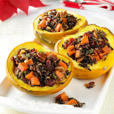 Wild Rice Stuffed Acorn Squash Recipe Acorn Squash Acorn Squash Recipes Filling Recipes