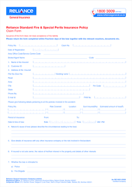Check spelling or type a new query. Fillable Online Fire Claim Form 271213 Reliance General Insurance Fax Email Print Pdffiller