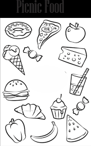 Food coloring pages are an easy way to introduce your child to foods from across the globe. Picnic Food Coloring Pages Printable Colouring Pages Food Clipart Large Size Png Image Pikpng