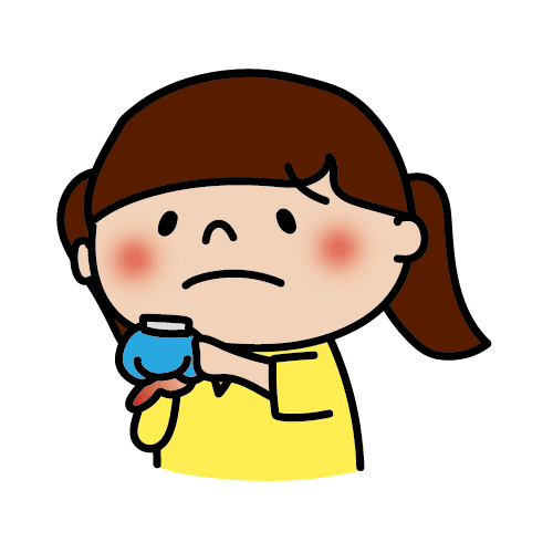 突き指した指を冷やしている子供（女の子） | かわいい手描きの無料イラスト｜商用利用OKのフリー素材｜てがきっず