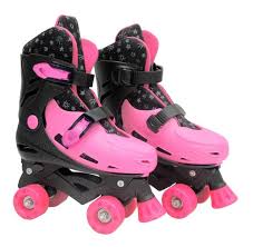 Patins 4 Rodas Preto Com Rosa