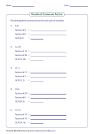 Gcf, lcm prime factor tree worksheet. Greatest Common Factor Worksheets Greatest Common Factors Common Factors Factors And Multiples