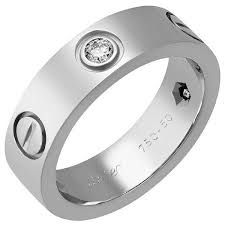 Cartier Estate 18k White Gold 3 Diamond Love Ring 6 325 425 Cop Liked On Polyvore Featuring Jewe White Gold Jewelry Bezel Set Diamond Ring White Gold Rings