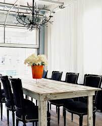 Dining Rooms Black Velvet Dining Chairs Nailhead Trim Rustic White Washed Din Country Dining Rooms Eclectic Dining Room Wood Floor Dining Room