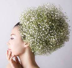 Unusual Hair Dressing Using Fresh Flowers And Vegetables Design Swan Floral Headdress Floral Headpiece Flowers In Hair