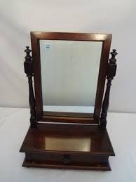 Antique Dresser Top Shaving Mirror Stand W Drawer Vanity Mahogany Dressing Shave Shaving Mirror Mirror Standing Mirror