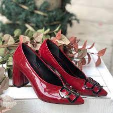 decazeshoes can ayakkabi hakiki deri kalin topuk kirmizi rugan tokali sivri burun sik ayakkabi cok modern ve fashion bir urun cizmeler moda ayakkabilar