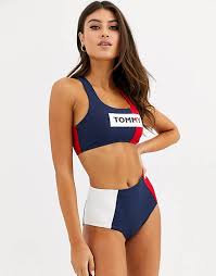Découvrez notre grande collection de bas de maillot de bain taille haute femme. Tommy Hilfiger Bas De Bikini Taille Haute Bleu Marine Et Rouge Asos