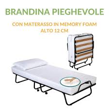 Brandina pieghevole con materasso e rete di alta qualità la brandina pieghevole della linea infamily è composta da un materasso in poliuretano espanso ad alta densità alto 10 cm e da una rete metallica con doghe in. Brandina Pieghevole Con Materasso Memory Foam 80x190 Alto 12 Cm