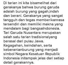 Bahkan beberapa satwa pun berasal dari berbagai negara, seperti india dan afrika. Penjelasan Tari Garuda Nusantara Dan Propertinya Brainly Co Id