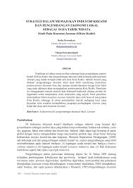 Menyatukan seluruh aset dan potensi kreatif indonesia untuk mencapai ekonomi kreatif yang mandiri. Pdf Strategi Dalam Memajukan Industri Kreatif Dan Pengembangan Ekonomi Lokal Sebagai Daya Tarik Wisata Studi Pada Kesenian Jaranan Di Kota Kediri