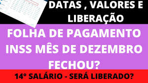Calendário de pagamento de prestações de 2021. Folha De Pagamento Inss Mes De Dezembro 2020 Ja Fechou 14 Salario Sera Liberado Datas E Valores Youtube