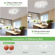 ZUYURT Modern LED Ceiling Light, 6 Rings Flush Mount Ceiling Lighting  Fixtures, White LED Ceiling Lamp for Kitchen, Living Room, Bedroom, Laundry  Room, 4000K