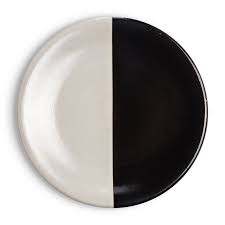 Black And White Plates Set Half Moon Plate Set 4 Plates Black And White Plates Plate Sets