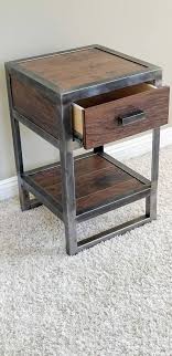 Industrial Reclaimed Wood Nightstand Etsy Welded Furniture Rustic Furniture Design Metal Furniture