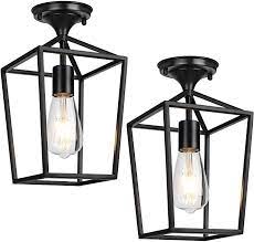 Amazon Com Semi Flush Mount Ceiling Lights Black Industrial Ceiling Light Fixtures E26 E27 Ceiling Lights Flush Mount Ceiling Lights Farmhouse Ceiling Light