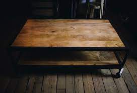 The metal, hairpin legs are easily installed with. Reclaimed Large Wooden Coffee Table With Industrial Cast Iron Framework And Castors Rustic Something Different