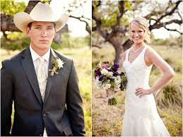 Cowboy Groom Charcoal Gray Suit From Target Custom Tie From Etsy Cream Colored Cowboy Hat Sue Wong F Country Chic Wedding Cowboy Wedding Attire Chic Brides