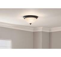 PRIVATE BRAND UNBRANDED 11.25 in. 2-Light Black Flush Mount Ceiling Light  Fixture with Frosted Swirl Glass Shade HPI-9720 BK - The Home Depot