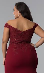 Long Plus Size Off Shoulder Lace Bodice Prom Dress