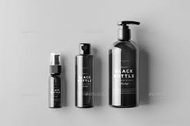 Black Bottles Cosmetic Mockup Cosmetics Mockup Cosmetics Bottle