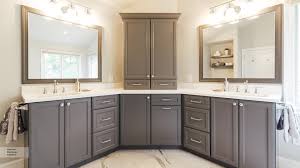 You can use ikea kitchen cabinets to design your laundry room and master bathroom. Casual Medium Gray Painted Maple Bathroom Cabinets Omega