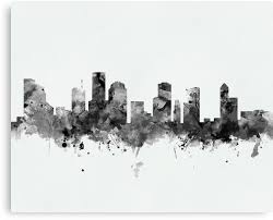 Black And White Skyline Canvas Houston Skyline Black And White Canvas Print By Monnprint Houston Skyline Skyline Art Canvas Art