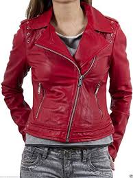Mariyam Leather Womens Leather Jacket Red Slim Fit Biker Motorcycle Genuine Lambskin Coat L Leather Motorcycle Jacket Women Fitted Biker Jacket Leather Jacket