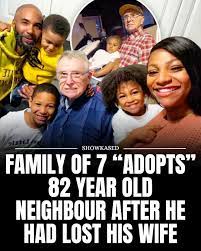 dailyhappystories A family of seven “adopted” their 82-year-old neighbor,  Paul, into their family after his wife had passed away. The family, who  moved into their new home, was initially worried about how