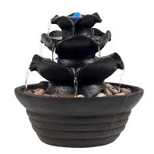 Zen buddha indoor water fountain waterfall with led light for table top or desk. Pure Garden Indoor 3 Tier Cascading Water Fountain With Led Lights Hw155022 The Home Depot