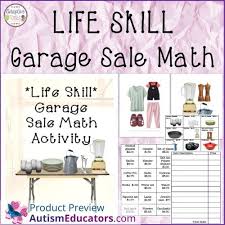 Life Skill Garage Sale Math Activity Life Skills Math Activities Life Skills Lessons