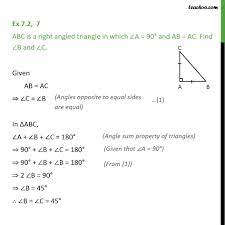 How to solve a right triangle for abc. Ex 7 2 7 Abc Is A Right Angled Triangle In Which A 90