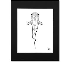 It is recognizable by its black body with a white underside and patches near each eye. Whale Shark Art Print Black White Whale Shark Wall Art Shark Zen