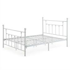 Bed frames sometimes need a little extra spark of style, which you can find in the addition of headboards and footboards. Full Size White Classic Metal Platform Bed Frame With Headboard And Footboard Fastfurnishings Com