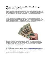 Here are some tips that might come handy. Things To Consider Before Renting Apartments In Ecuador