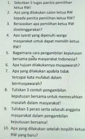 Maybe you would like to learn more about one of these? 1 Sebutkan 5 Tugas Panitia Pemilihanketua Rw 2 Apa Yang Dilakukan Calon Ketua Rwkepada Panitia Brainly Co Id