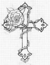 Cross With Roses Printable Sheets Cross With Roses Colouring Pages Thorn Tattoo Tattoo Design Drawings Cross Drawing