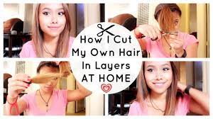 Cut the very ends of the hair at a slight angle. How I Cut My Own Hair In Layers Great For Covid 19 Quarantine At Home Haircut Youtube