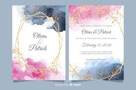 Download Watercolor Wedding Invitation Template With Golden Frame For Free Free Wedding Invitation Templates Wedding Invitation Vector Free Wedding Invitations