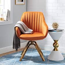 Get the best deals on gold chairs. Amazon Com Volans Mid Century Modern Swivel Accent Desk Chair With Hollow Brushed Gold Plated Leg Cinnamon Home Kitchen