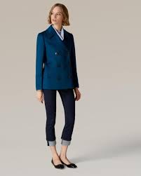 Teal Wool Peacoat With Horn Buttons Jaeger Wool Peacoat Peacoat Double Breasted Pea Coat