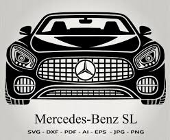 Mercedes Benz Sl Cabriolet 2020 Silhouette Luxury Car Svg Ai Png Dxf Eps Vector Clip Art Mercedes Benz Benz Car Silhouette
