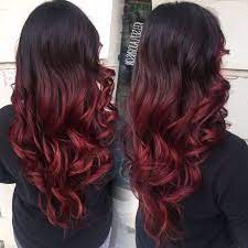 Black To Dark Red Long Curly Hair How To Do Ombre Hair Black Blouse Side By Side Photos Red Ombre Hair Burgundy Hair Ombre Burgundy Hair