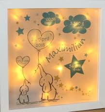 Personalisiertes Nachtlicht Zur Geburt Elefanten In Blau Traumhafte Led Lampe Nachtlicht Kinder Lampen Geschenke Zur Geburt