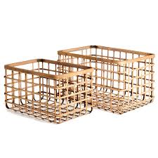 River Bamboo Baskets Set Of 2 In 2020 Bamboo Basket Basket Sets Rectangular Baskets