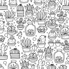 Succulents And Cactus Hand Drawn Coloring Page Print Color Etsy How To Draw Hands Coloring Pages Doodle Art