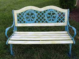 Pin By Chelsea Morse On Refinishing Projects Wooden Bench Outdoor Painted Benches Outdoor Spray Paint