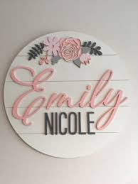24 Custom Wood Baby Name Sign 24 Round Sign Etsy In 2020 Baby Name Signs Baby Girl Shower Gifts Name Signs