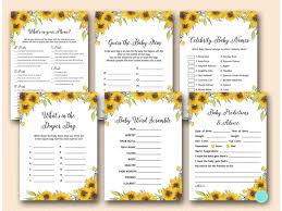 This game requires the player to give their guess or the hunches toward the baby that will be born. Summer Sunflower Baby Shower Games Activities Printabell Express